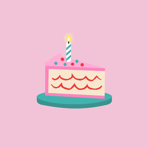 Birthday Cake Slice with Candle
