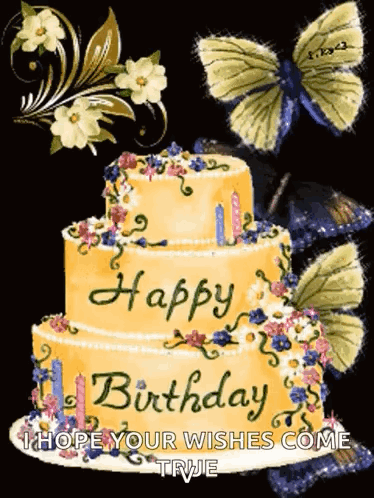 Birthday Cake With Butterflies Flowers