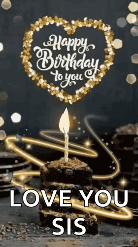 Birthday Cake With Candle and Love You Sis