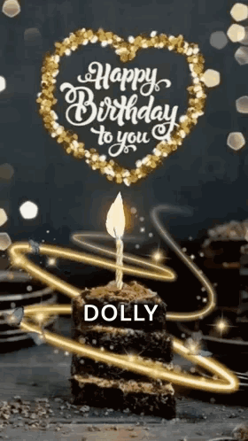 Birthday Cake With Candle Saying Happy Birthday To You Dolly