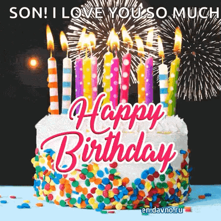 Birthday Cake With Candles and Fireworks