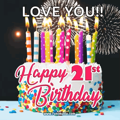 Birthday Cake With Candles and Fireworks