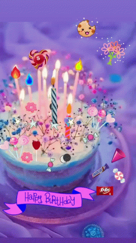 Birthday Cake With Candles and Snickers