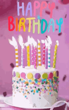 Birthday Cake with Candles and Sprinkles