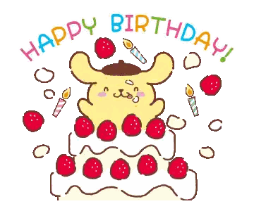 Birthday Cake With Candles and Strawberries