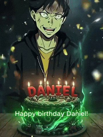 Birthday Cake With Candles Saying Daniel