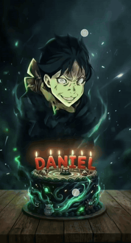 Birthday Cake With Candles Saying Daniel
