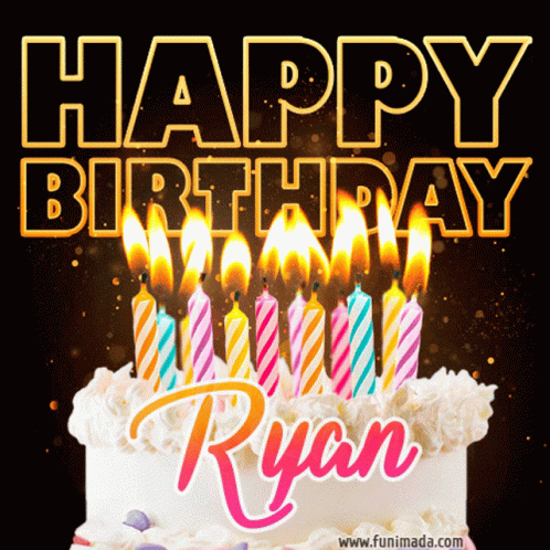 Birthday Cake With Candles Saying Happy Birthday Ryan