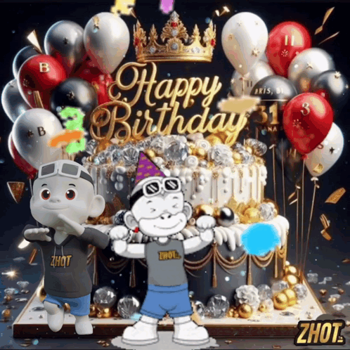 Birthday Cake With Crown Saying Happy Birthday GIF