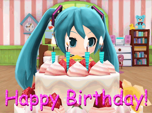 Birthday Cake With Happy Birthday in Pink