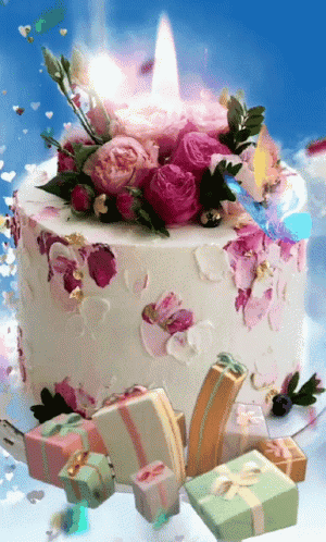 Birthday Cake With Lit Candle