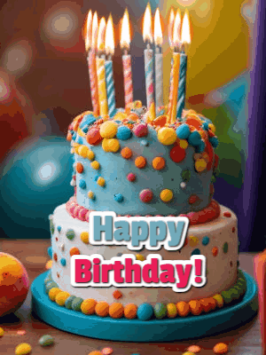 Birthday Cake With Lit Candles