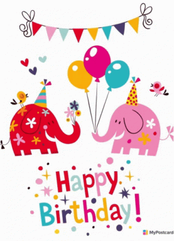 Birthday Card Animated Party Animals GIF