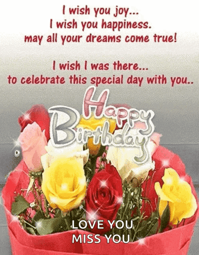 Birthday Card Bouquet Wishing I Was There