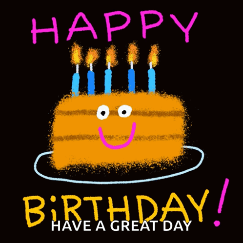 Birthday Card Cake Candles Happy Birthday Have a Great Day
