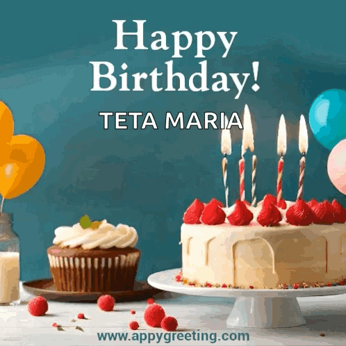 Birthday Card Cake Cupcakes Happy Birthday Teta Maria