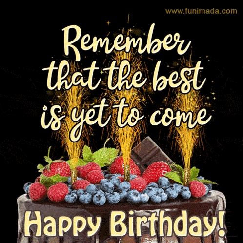 Birthday Card Chocolate Cake Berries Best Yet to Come
