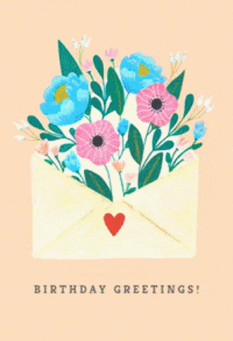 Birthday Card Colorful Flowers Animated Greeting GIF