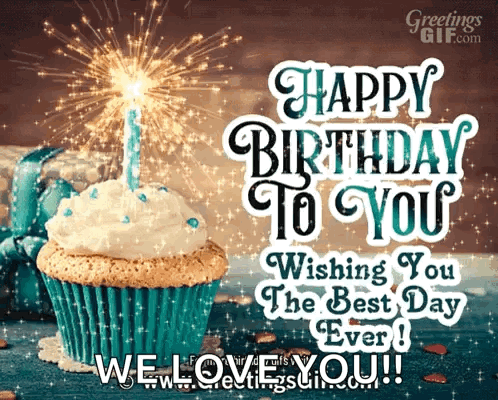 Birthday Card Cupcake Candle Happy Birthday To You GIF