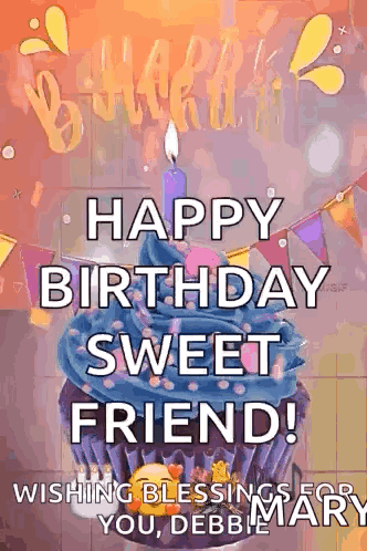 Birthday Card Cupcake Happy Birthday Sweet Friend GIF