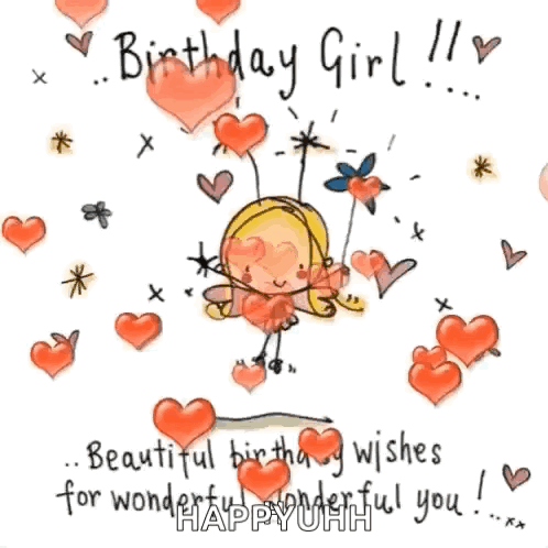 Birthday Card Fairy With Hearts and Flowers