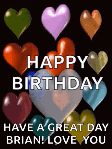 Birthday Card for Brian with Hearts and Balloons