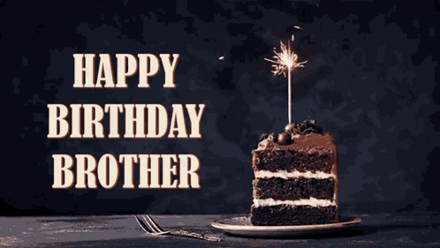 Birthday Card for Brother With Cake and Sparkler