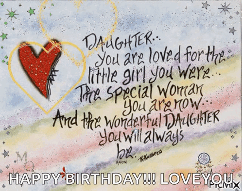 Birthday Card For Daughter With Red Heart GIF
