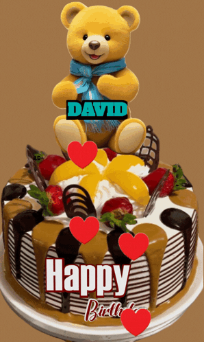 Birthday Card For David With Cupcakes And Balloons GIF