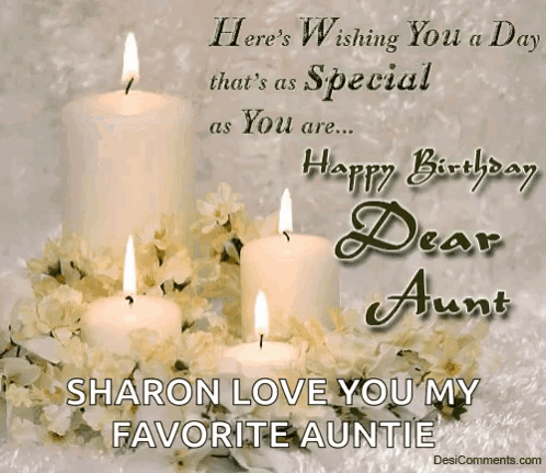 Birthday Card For Dear Aunt With Four Candles GIF