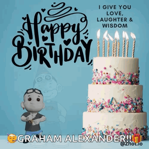 Birthday Card for Graham Alexander with Cake and Candles
