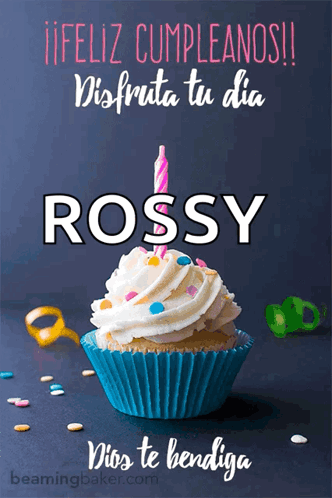 Birthday Card for Rossy With Cupcake and Candle