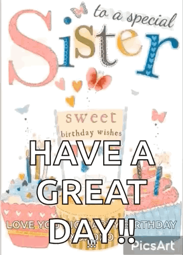 Birthday Card For Sister With Cake GIF
