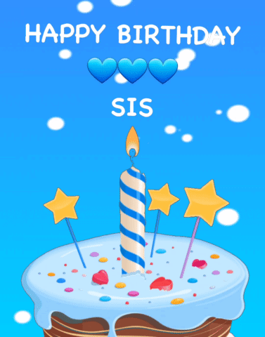 Birthday Card for Sister With Cake and Candle