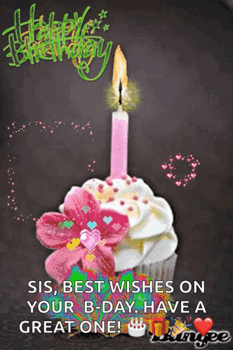 Birthday Card for Sister With Cupcake