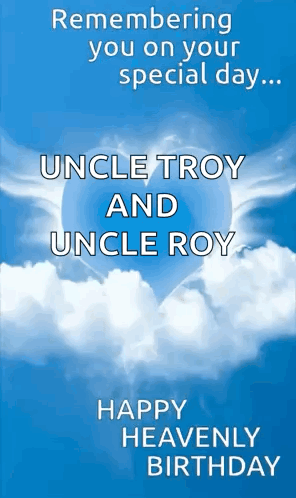 Birthday Card for Uncle Troy and Uncle Roy With Heart in Clouds