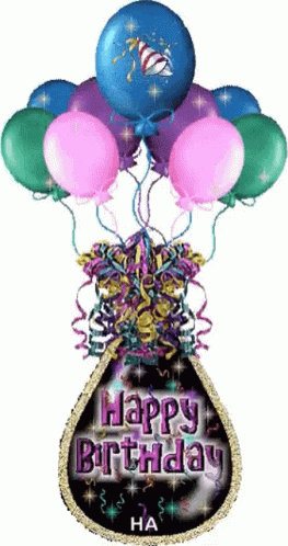 Birthday Card Happy Celebration Balloons Flashing GIF