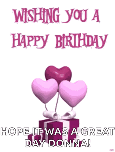 Birthday Card Hearts Gift Box Happy Birthday Donna GIF