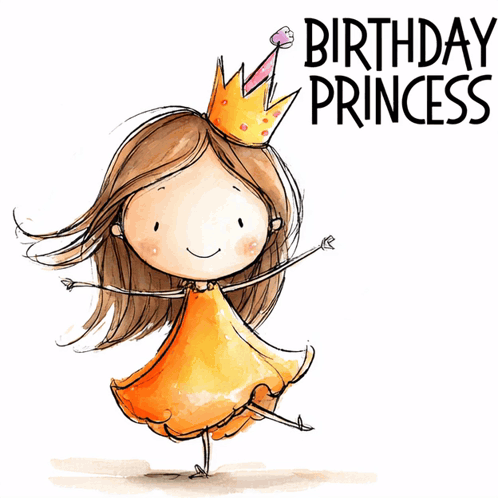 Birthday Card Little Girl With Crown Says Birthday Princess