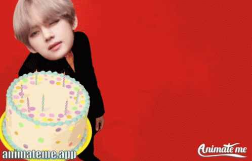 Birthday Card Man Holding Cake