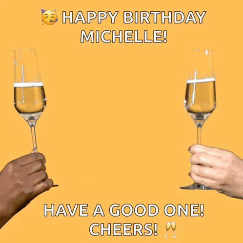 Birthday Card Saying Happy Birthday Michelle and Cheers