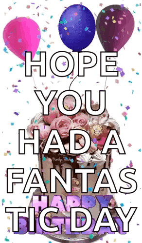 Birthday Card With Cake and Balloons