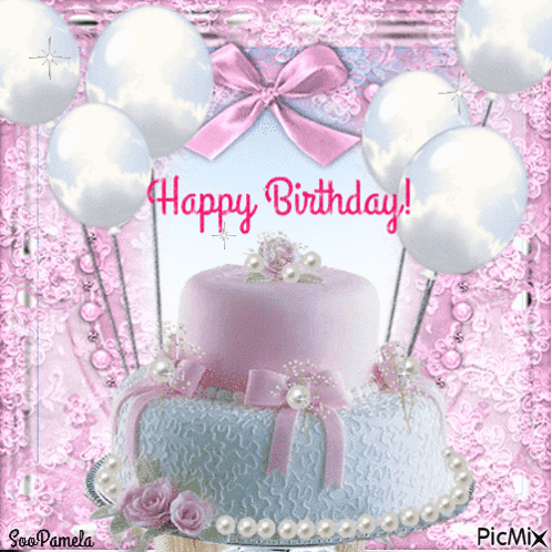 Birthday Card With Cake and Balloons