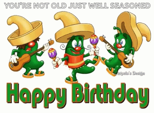 Birthday Card With Cartoon Characters in Sombreros