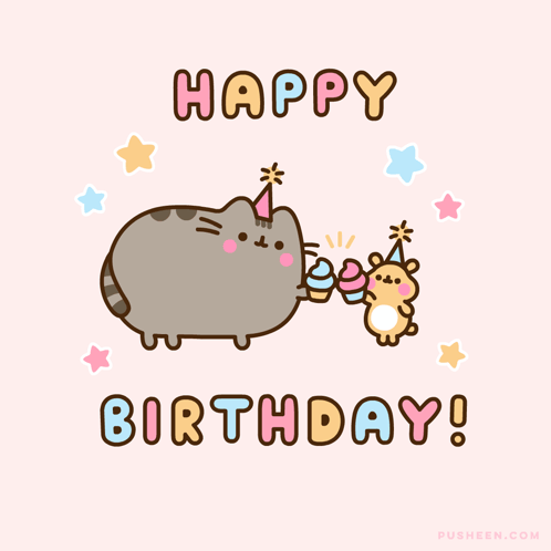 Birthday Card With Cat And Hamster GIF