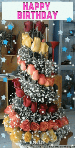 Birthday Card with Christmas Tree of Roses