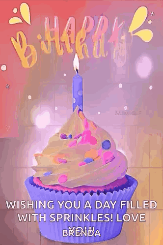 Birthday Card With Cupcake and Candle