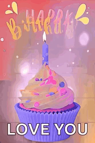 Birthday Card With Cupcake and Love You