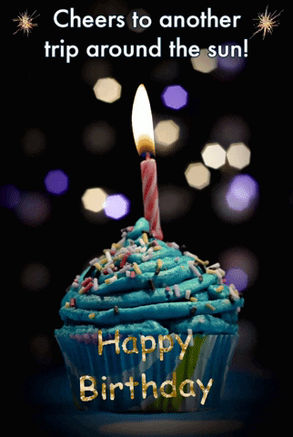 Birthday Card With Cupcake Saying Cheers to Another Trip Around the Sun