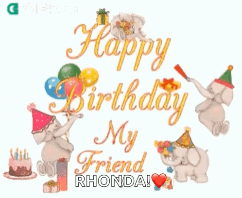 Birthday Card with Elephants Balloons Cake Gifts